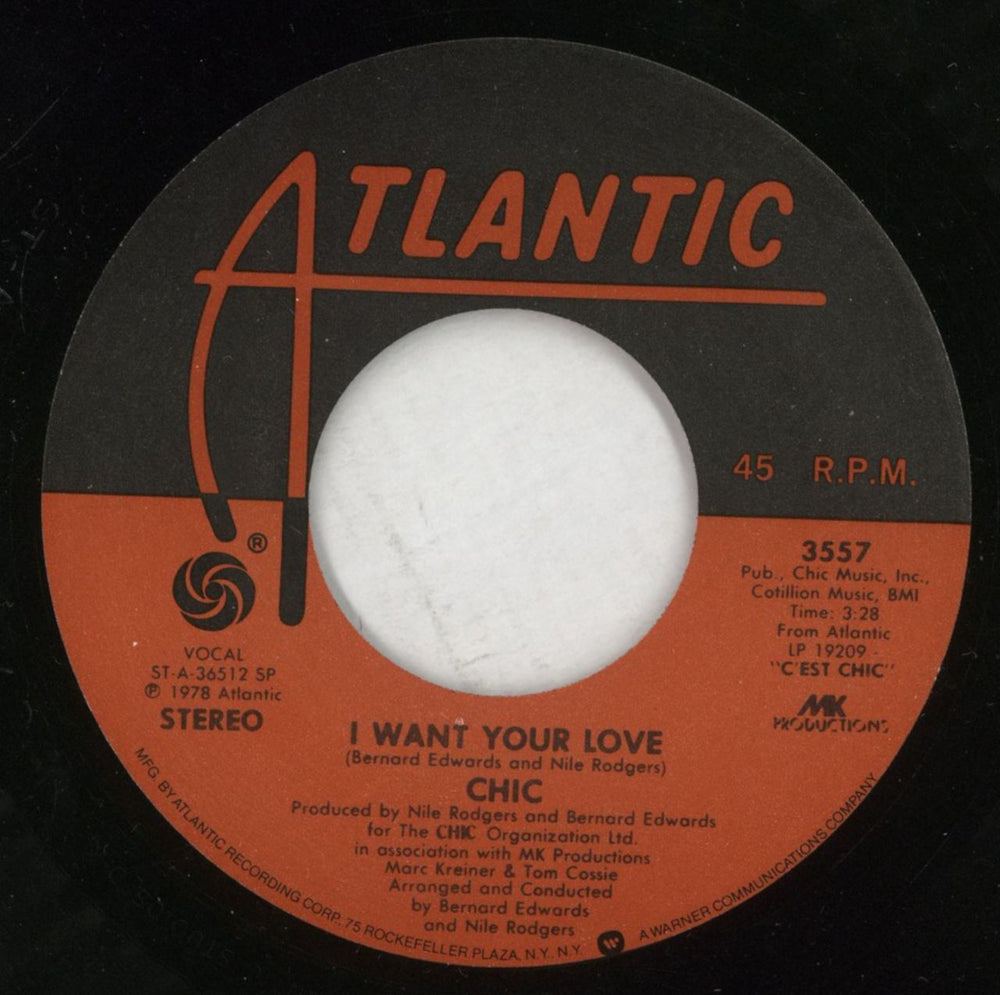 Chic I Want Your Love US 7" vinyl single (7 inch record / 45) CHC07IW864468