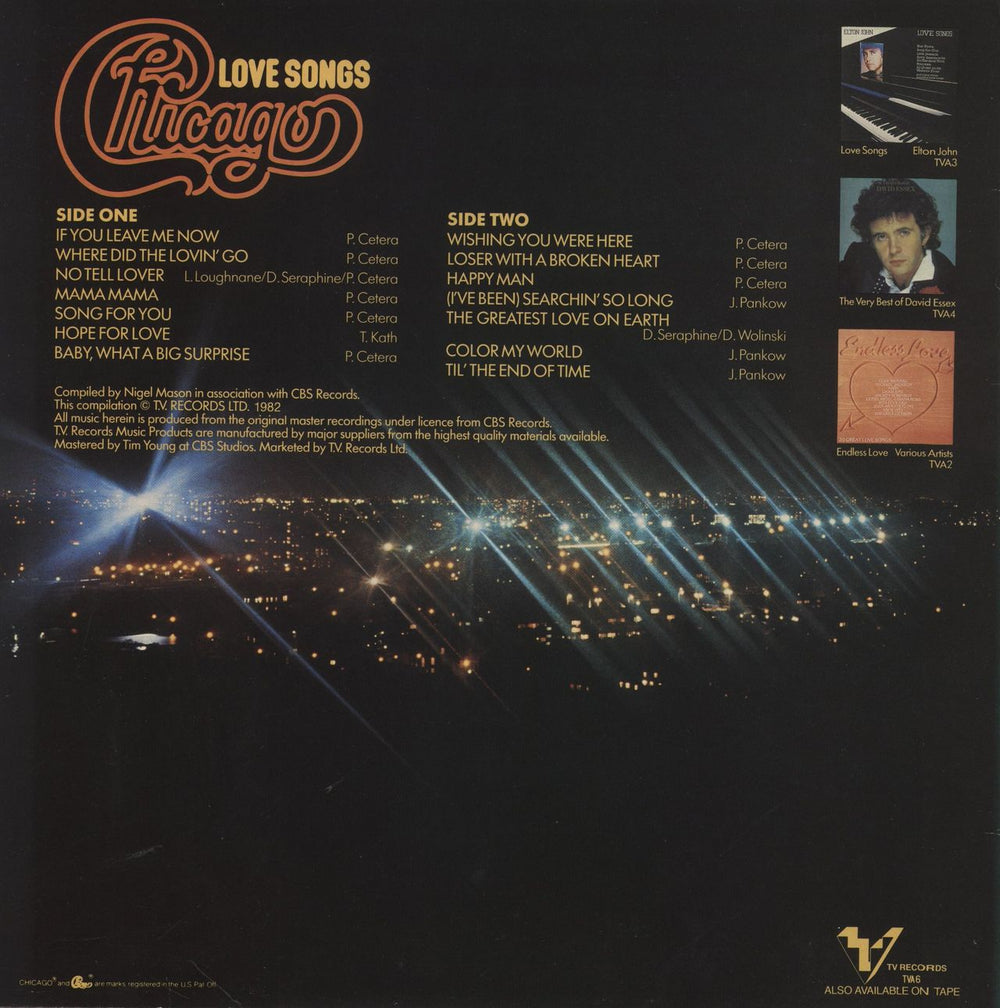 Chicago Love Songs UK vinyl LP album (LP record)