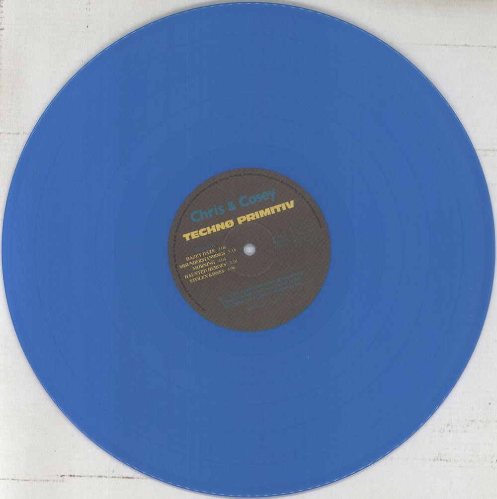Chris & Cosey Techno Primitiv - Blue vinyl UK vinyl LP album (LP record) CCSLPTE860950