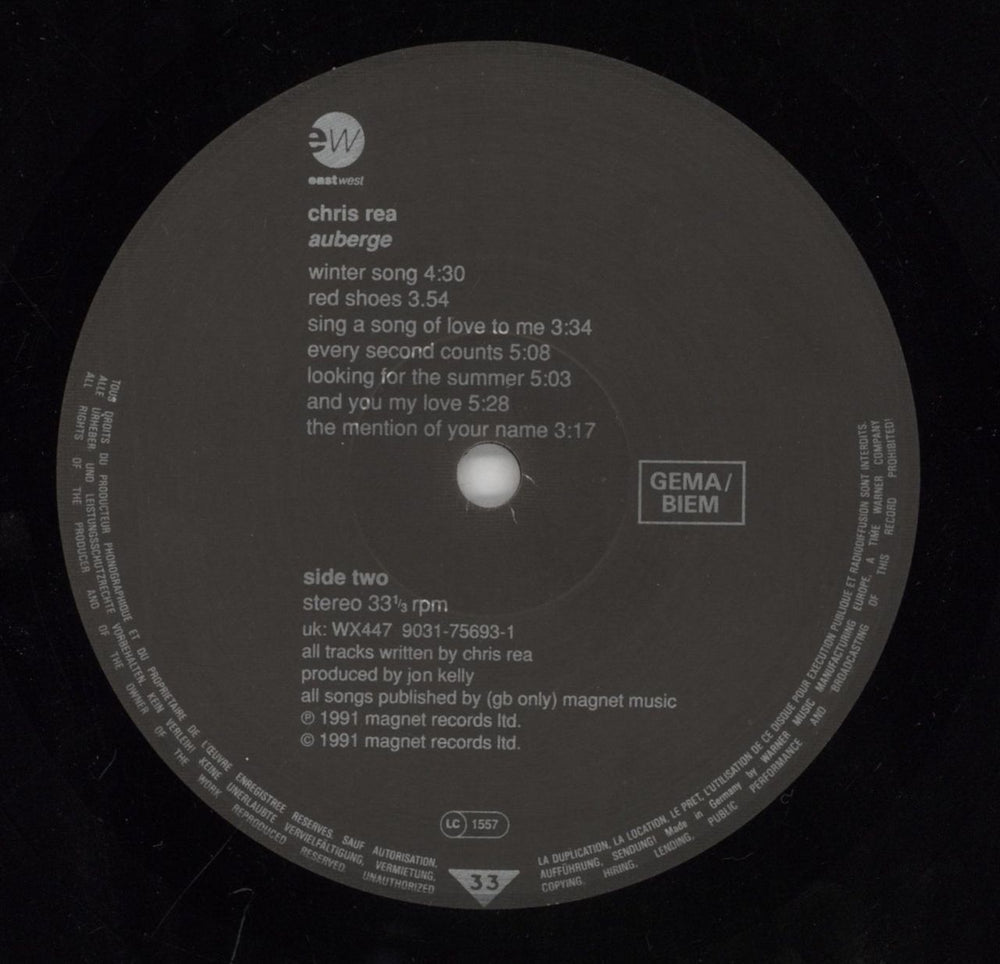 Chris Rea Auberge UK vinyl LP album (LP record) REALPAU685396