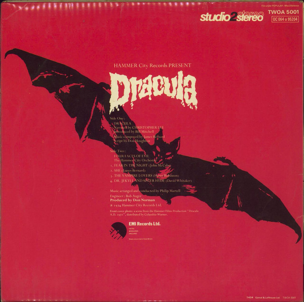 Christopher Lee Hammer Presents Dracula - EX UK vinyl LP album (LP record)