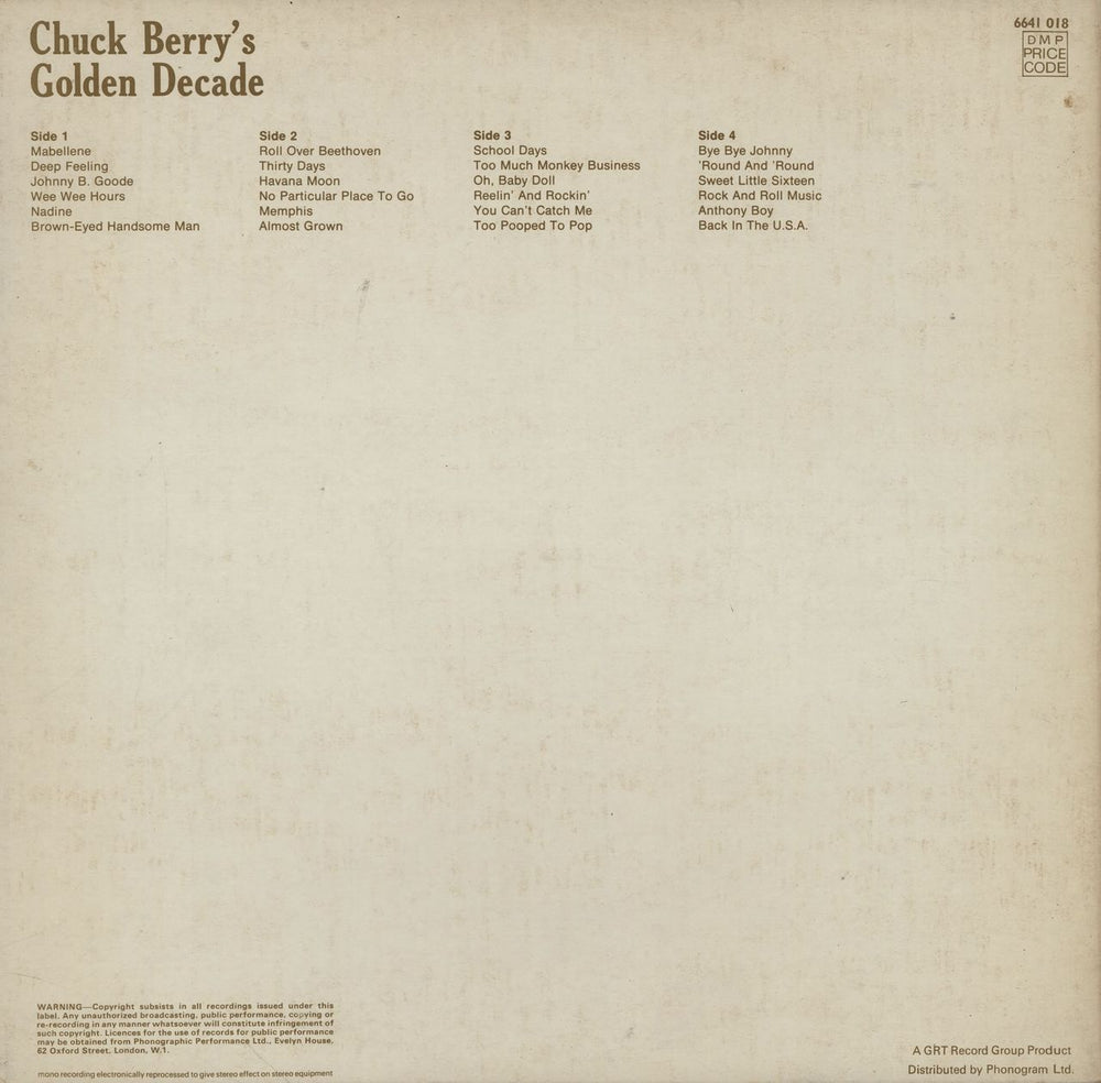 Chuck Berry Chuck Berry's Golden Decade - price sticker UK 2-LP vinyl record set (Double LP Album)