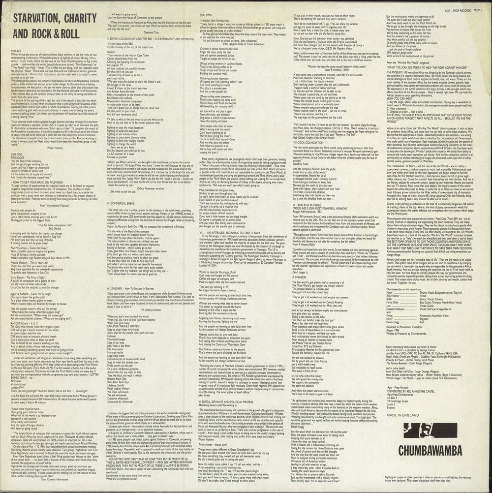 Chumbawamba Starvation, Charity And Rock & Roll UK vinyl LP album (LP record)