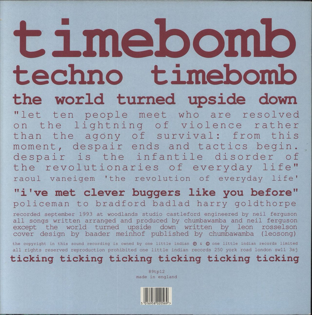 Chumbawamba Timebomb UK 12" vinyl single (12 inch record / Maxi-single) 5016958020569