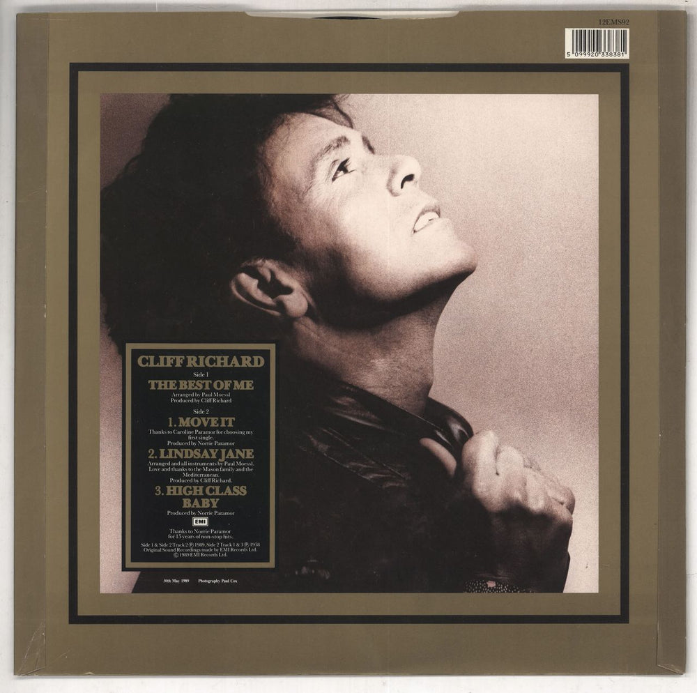 Cliff Richard The 100th Single - Gold Embossed Sleeve UK 12" vinyl single (12 inch record / Maxi-single) RIC12TH12196