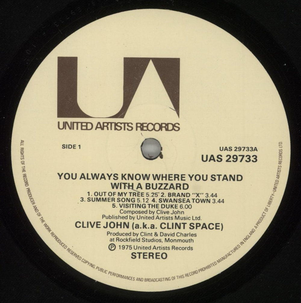 Clive John You Always Know Where You Stand With A Buzzard UK vinyl LP album (LP record) C2ILPYO514470
