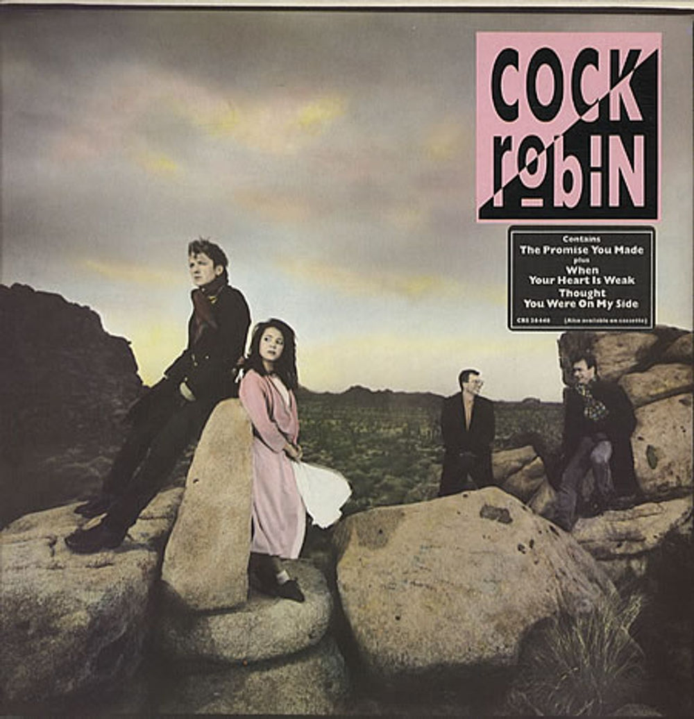 Cock Robin Cock Robin - lyric insert + hype sticker UK vinyl LP album (LP record) CBS26448