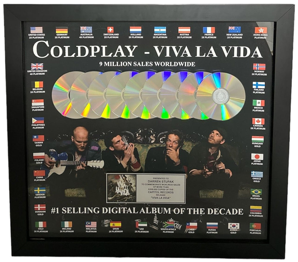 Coldplay Viva La Vida US in-house award disc PLATINUM AWARD