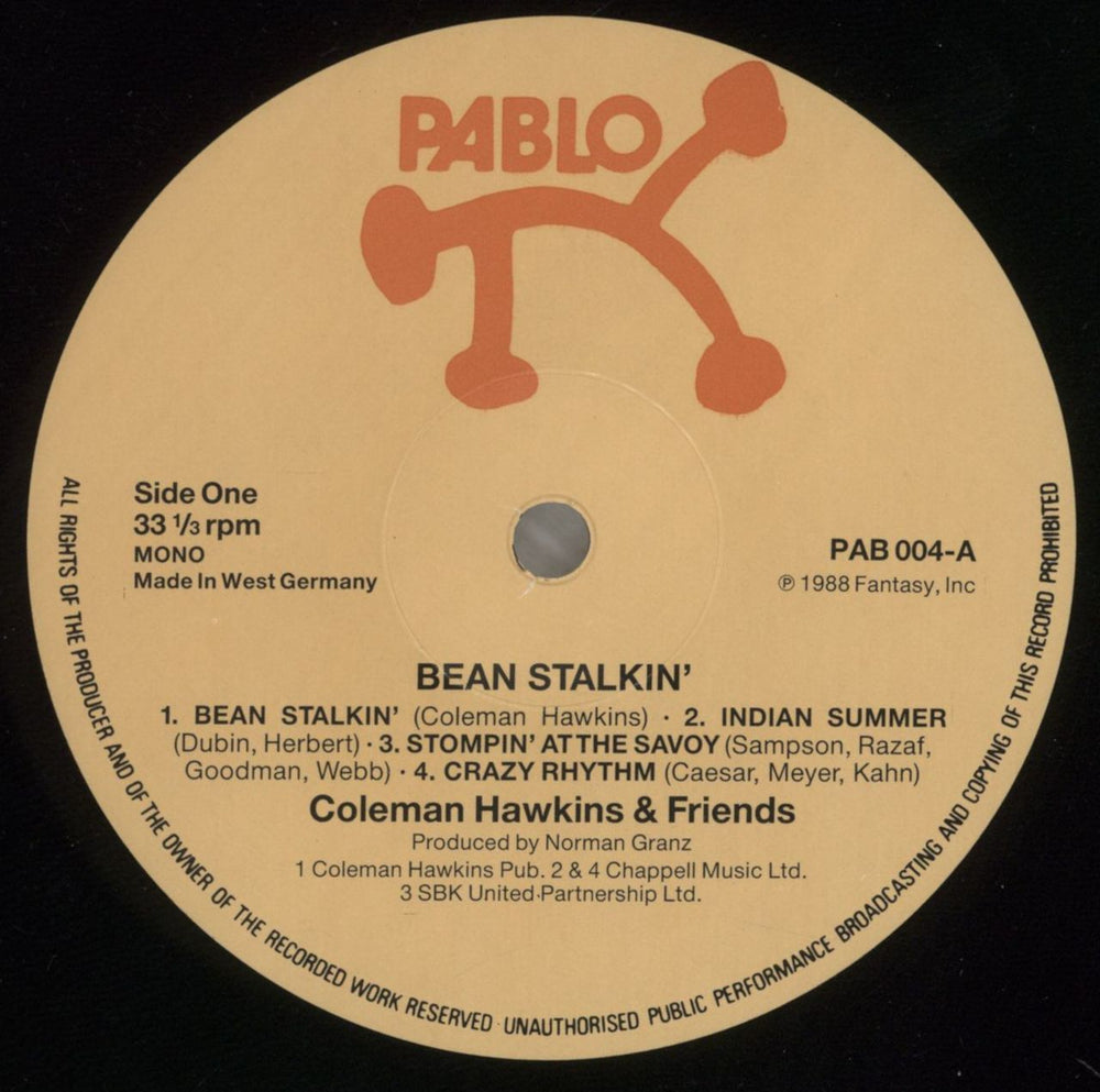 Coleman Hawkins Bean Stalkin' German vinyl LP album (LP record) CH3LPBE404926
