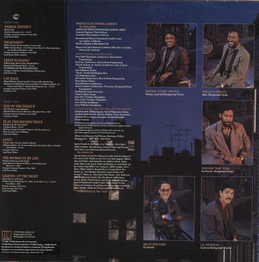 Commodores Nightshift Canadian vinyl LP album (LP record) 035627234316