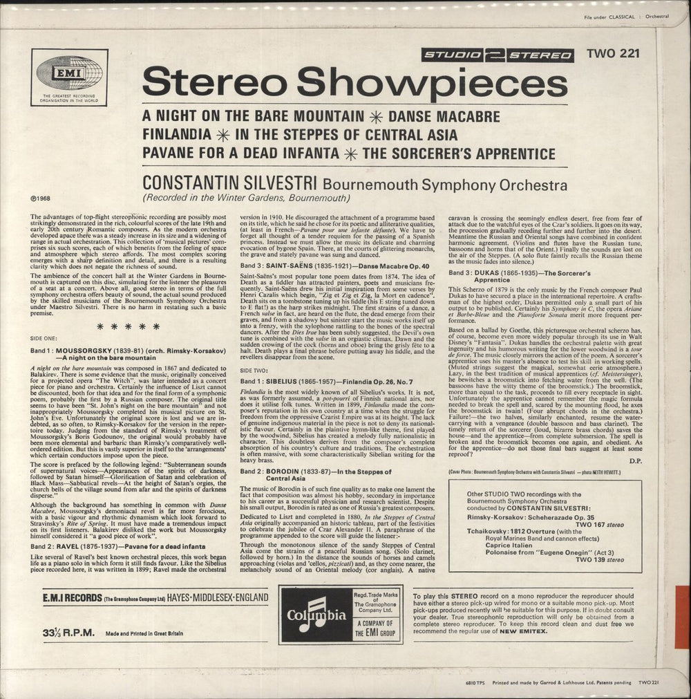 Constantin Silvestri Stereo Showpieces UK vinyl LP album (LP record)