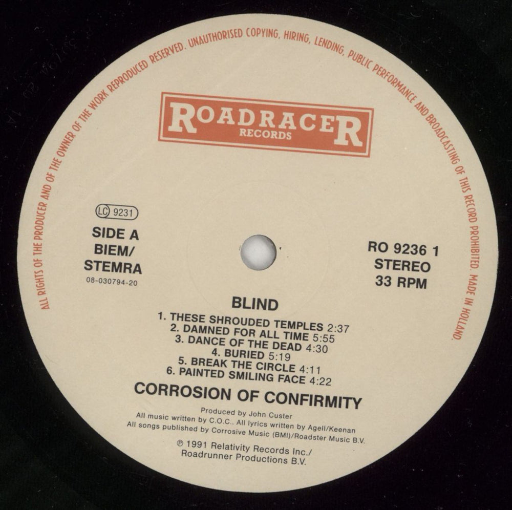 Corrosion Of Conformity Blind - Misprint - VG Dutch vinyl LP album (LP record) CRNLPBL867463