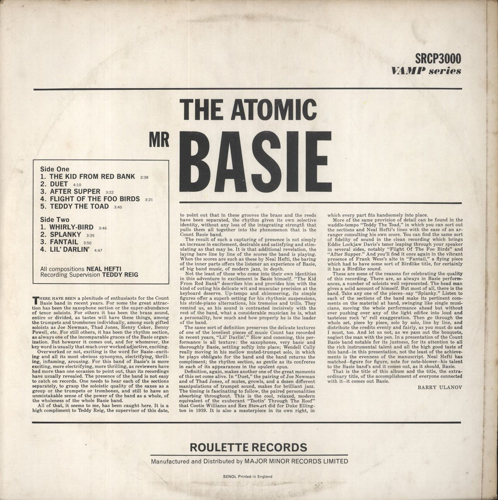 Count Basie The Atomic Mr. Basie UK vinyl LP album (LP record)