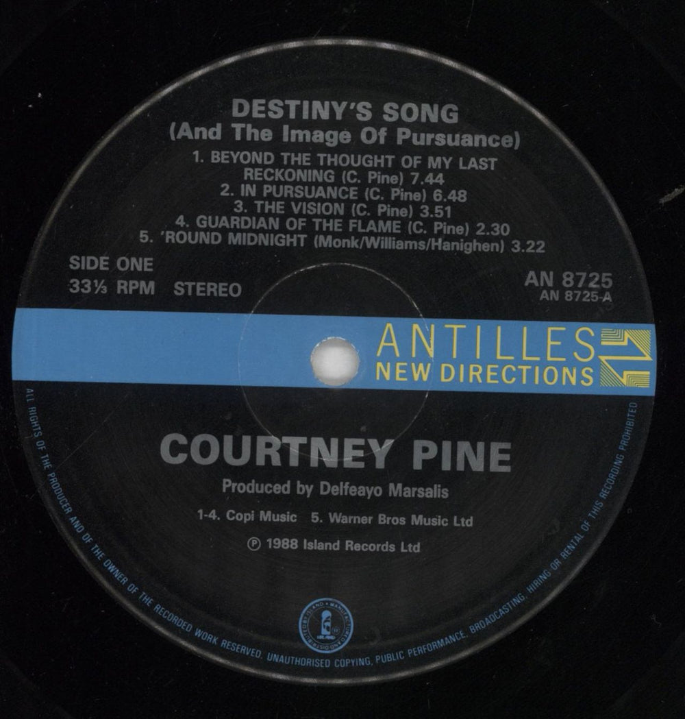 Courtney Pine Destiny's Song And The Image Of Pursuance UK vinyl LP album (LP record) COYLPDE290270