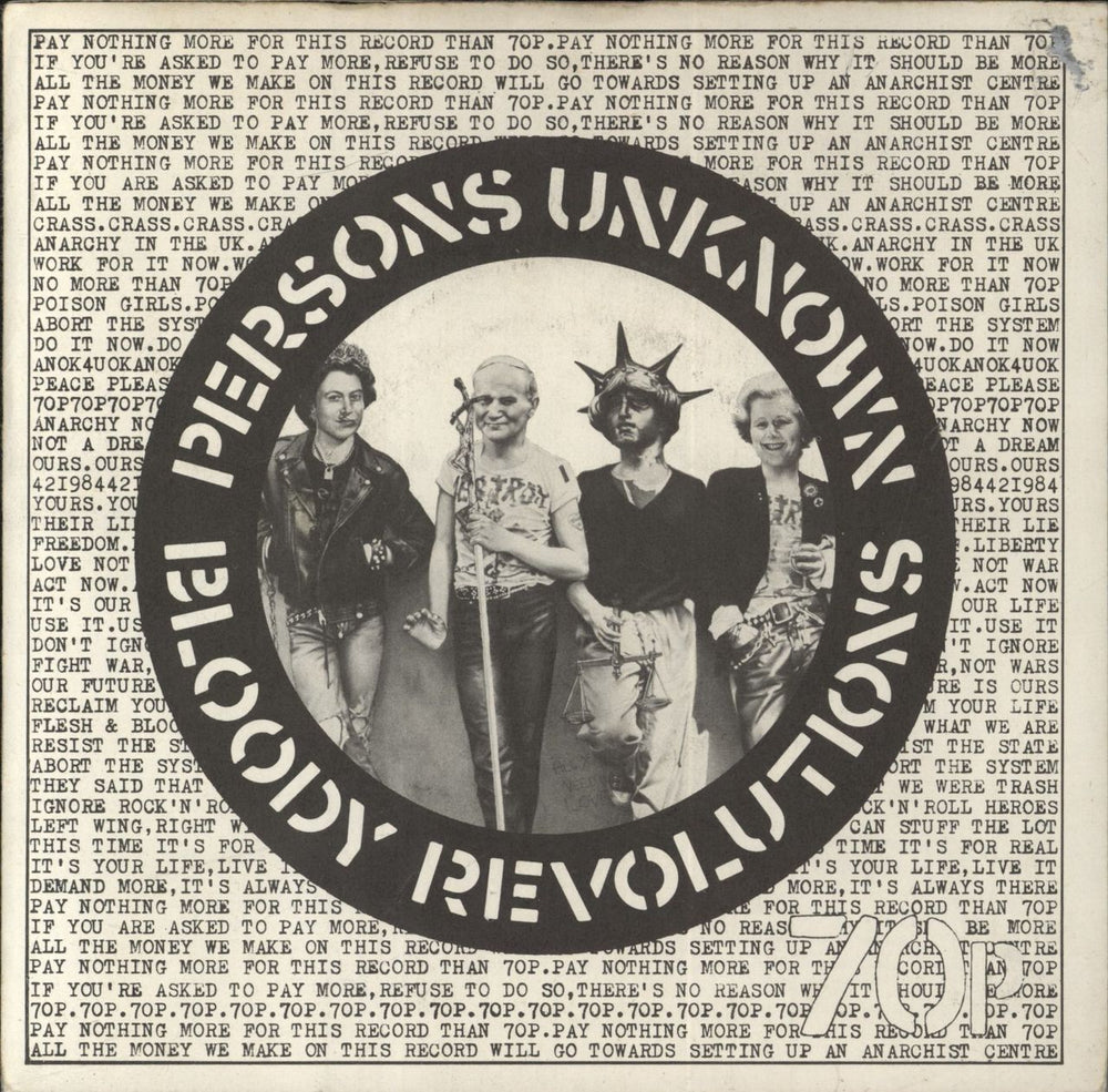 Crass Bloody Revolutions / Persons Unknown - EX UK 7" vinyl single (7 inch record / 45) 421984/1