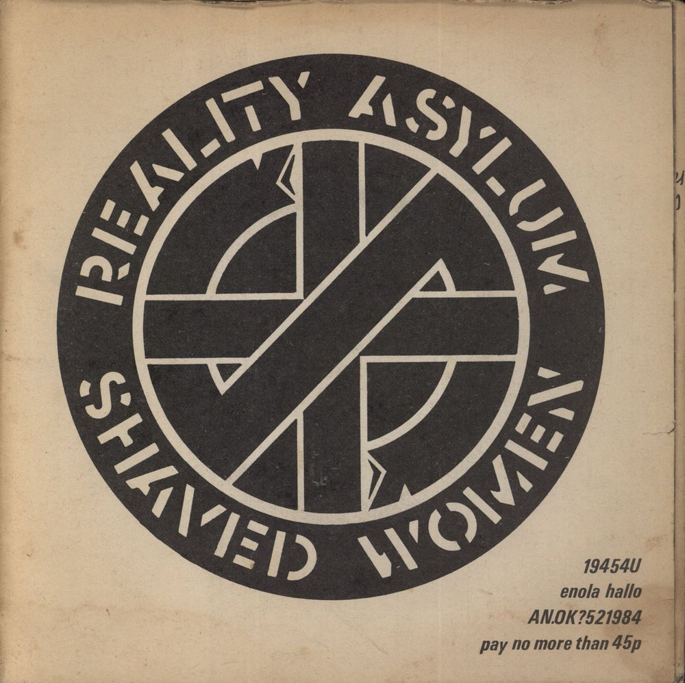 Crass Reality Asylum - 2nd - VG UK 7" vinyl single (7 inch record / 45) 521984