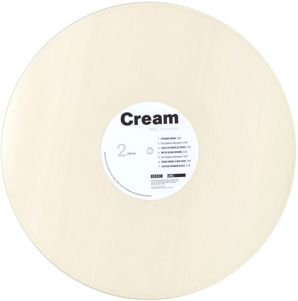 Cream BBC Sessions - White & Cream Vinyl + Numbered UK 2-LP vinyl record set (Double LP Album) 602577341977