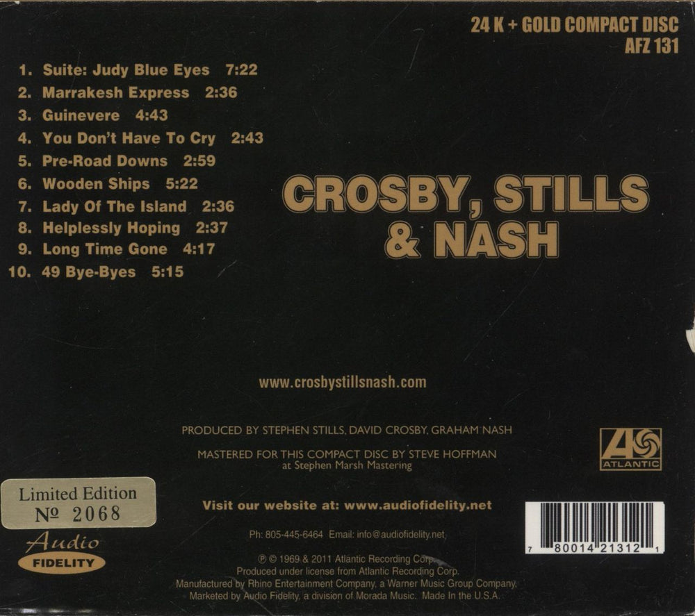 Crosby, Stills & Nash Crosby, Stills & Nash US CD album (CDLP) 780014213121