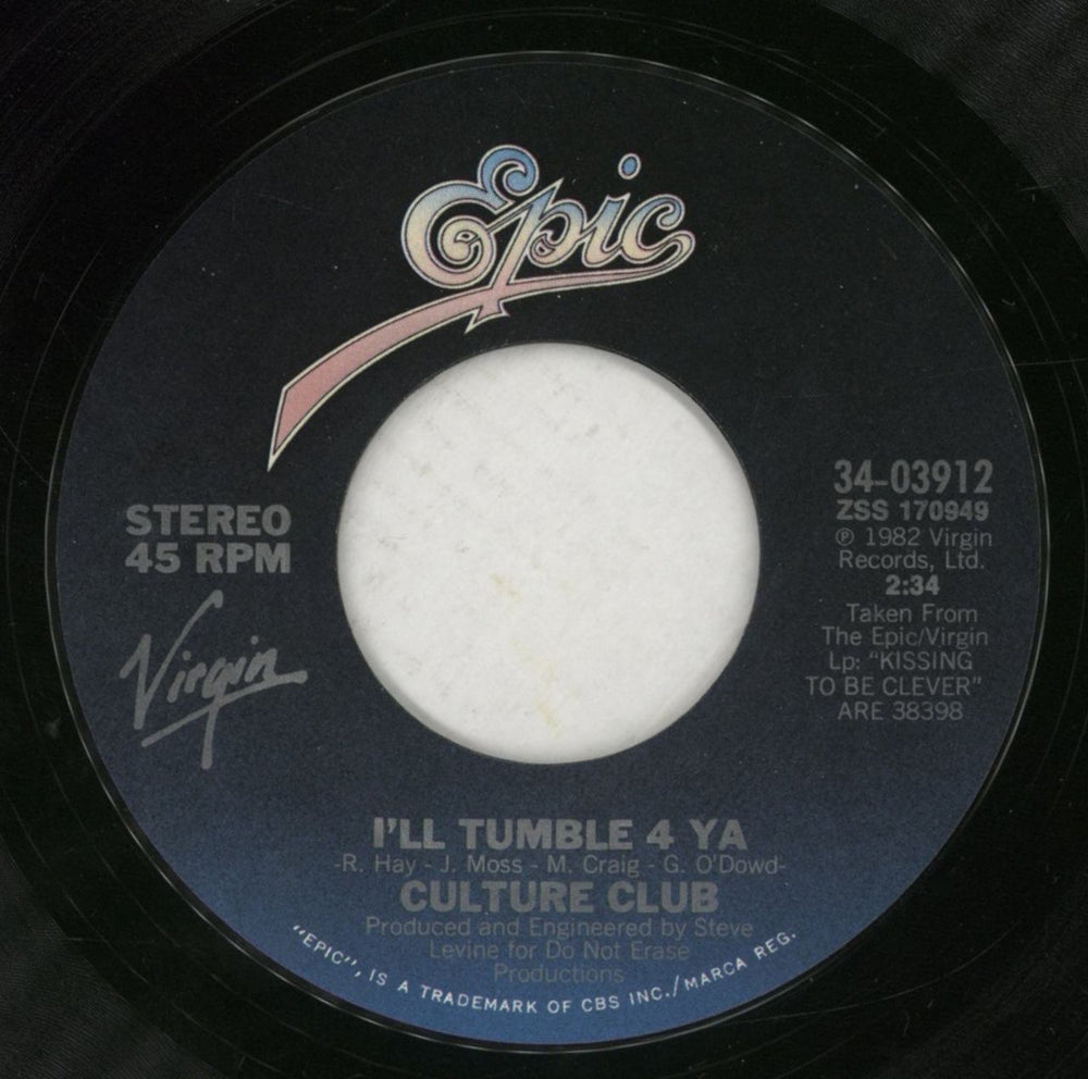 Culture Club I'll Tumble 4 Ya US 7" vinyl single (7 inch record / 45) CUL07IL860520