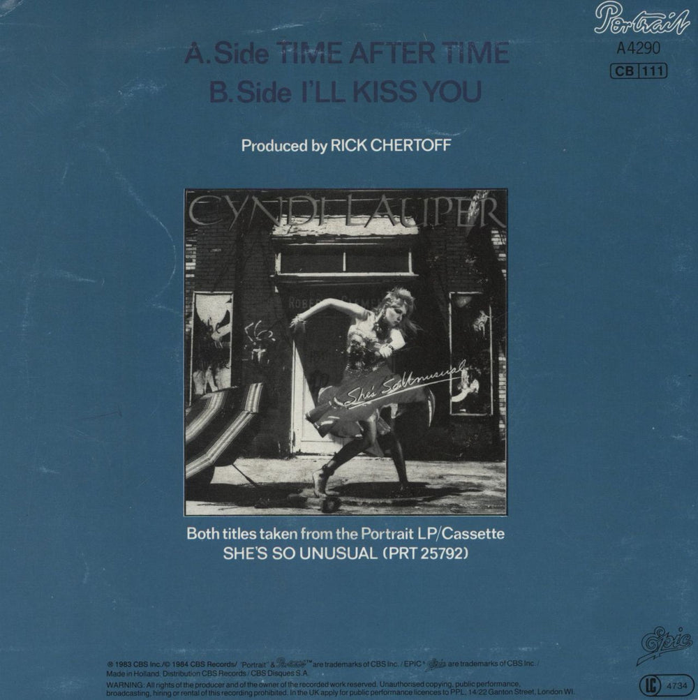 Cyndi Lauper Time After Time Dutch 7" vinyl single (7 inch record / 45)