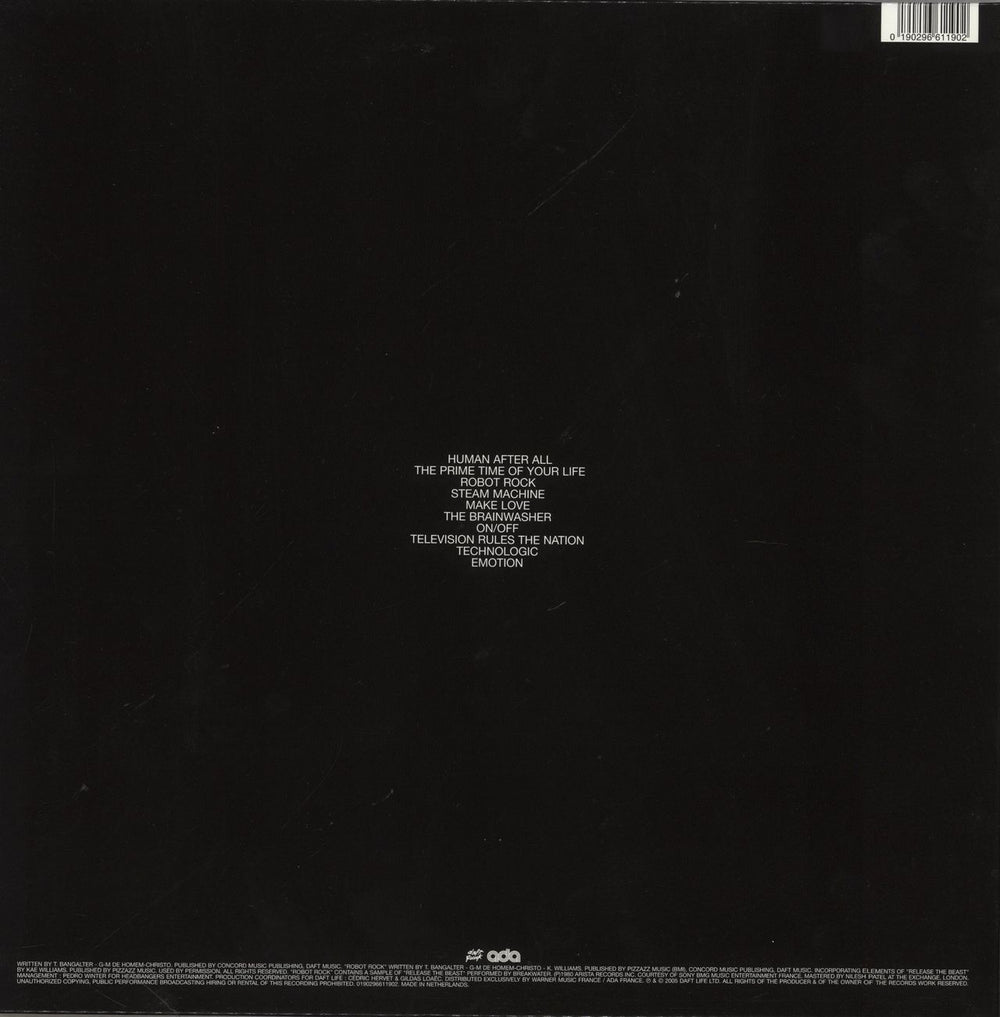 Daft Punk Human After All UK 2-LP vinyl record set (Double LP Album) 190296611902