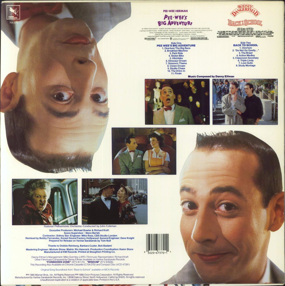 Danny Elfman Pee-Wee's Big Adventure / Back To School OST US vinyl LP album (LP record) DXNLPPE846850