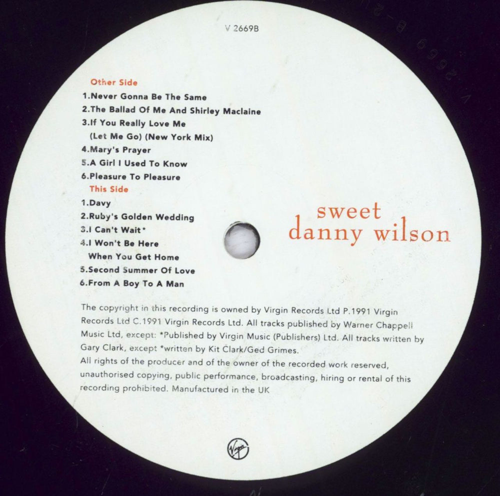 Danny Wilson Sweet Danny Wilson UK vinyl LP album (LP record) DWILPSW833323