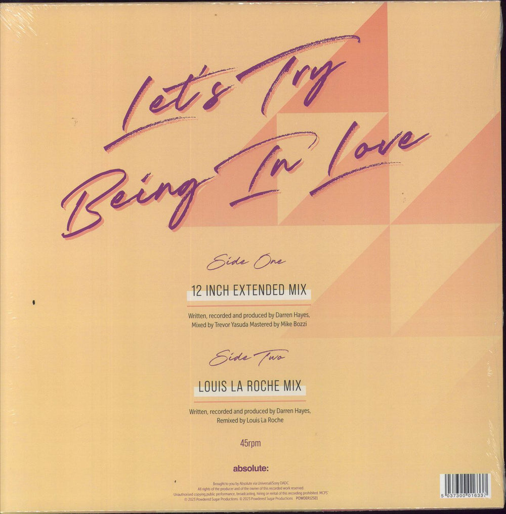 Darren Hayes Let's Try Being In Love UK 12" vinyl single (12 inch record / Maxi-single) 5037300016337