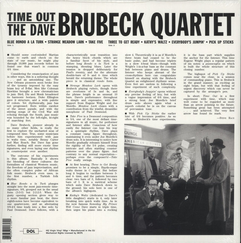 Dave Brubeck Time Out - 180 Gram - Sealed UK vinyl LP album (LP record) 889397217051'1959