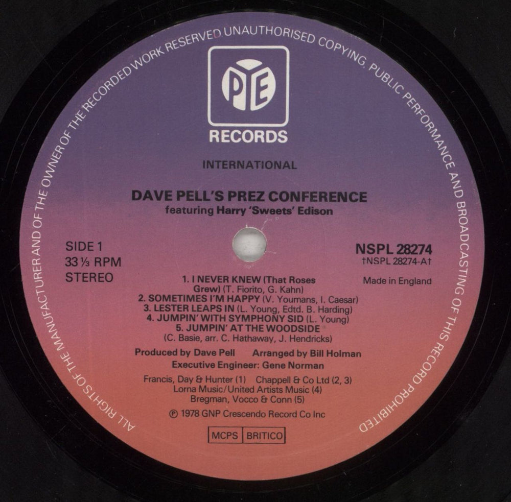 Dave Pell Prez Conference UK vinyl LP album (LP record) 1DPLPPR633839
