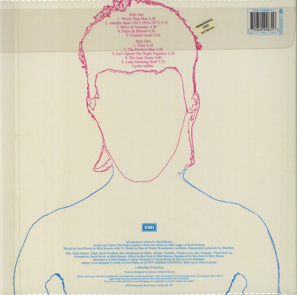 David Bowie Aladdin Sane - 180gm - Stickered PVC UK vinyl LP album (LP record) 724349946316