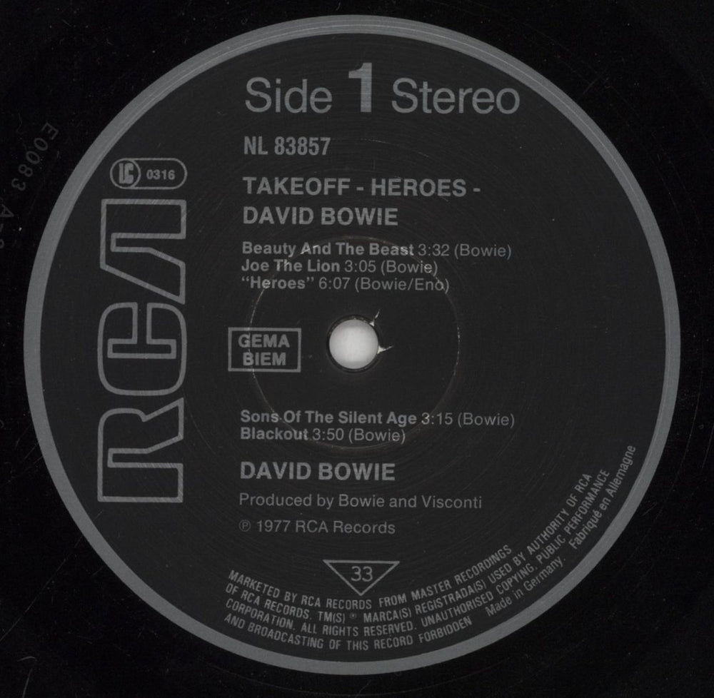 David Bowie Heroes - EX German vinyl LP album (LP record) BOWLPHE707847