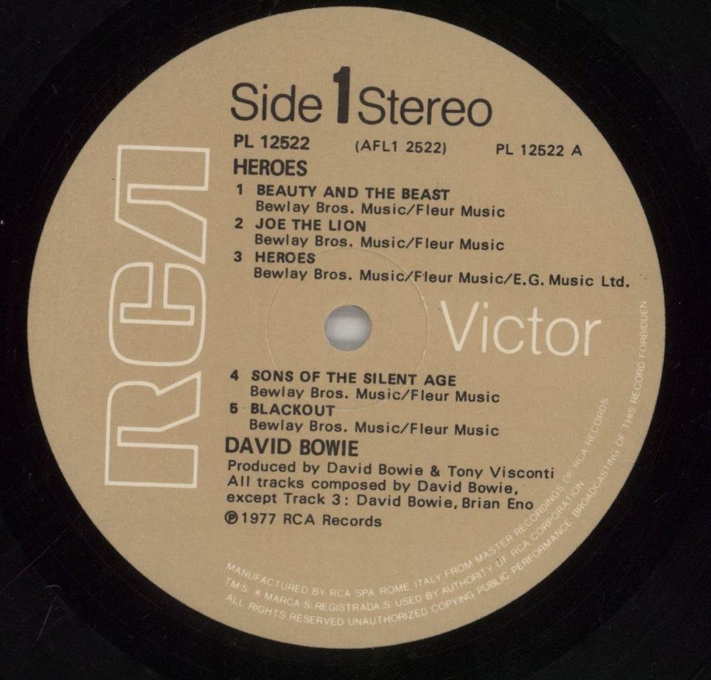David Bowie Heroes - Italian Vinyl & UK Laminated Sleeve - Shrink UK vinyl LP album (LP record) BOWLPHE718608