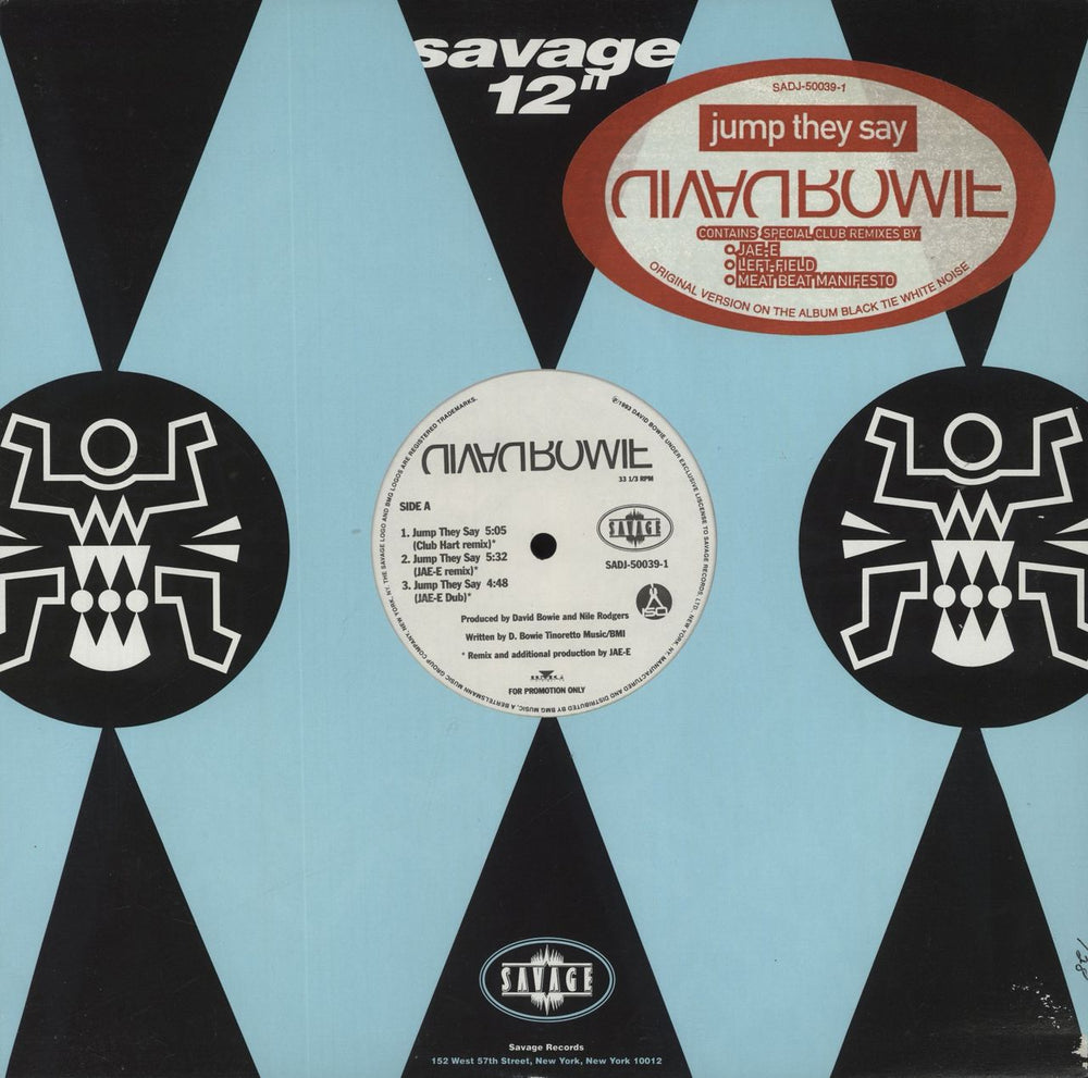 David Bowie Jump They Say US Promo 12" vinyl single (12 inch record / Maxi-single) SADJ-50039-1