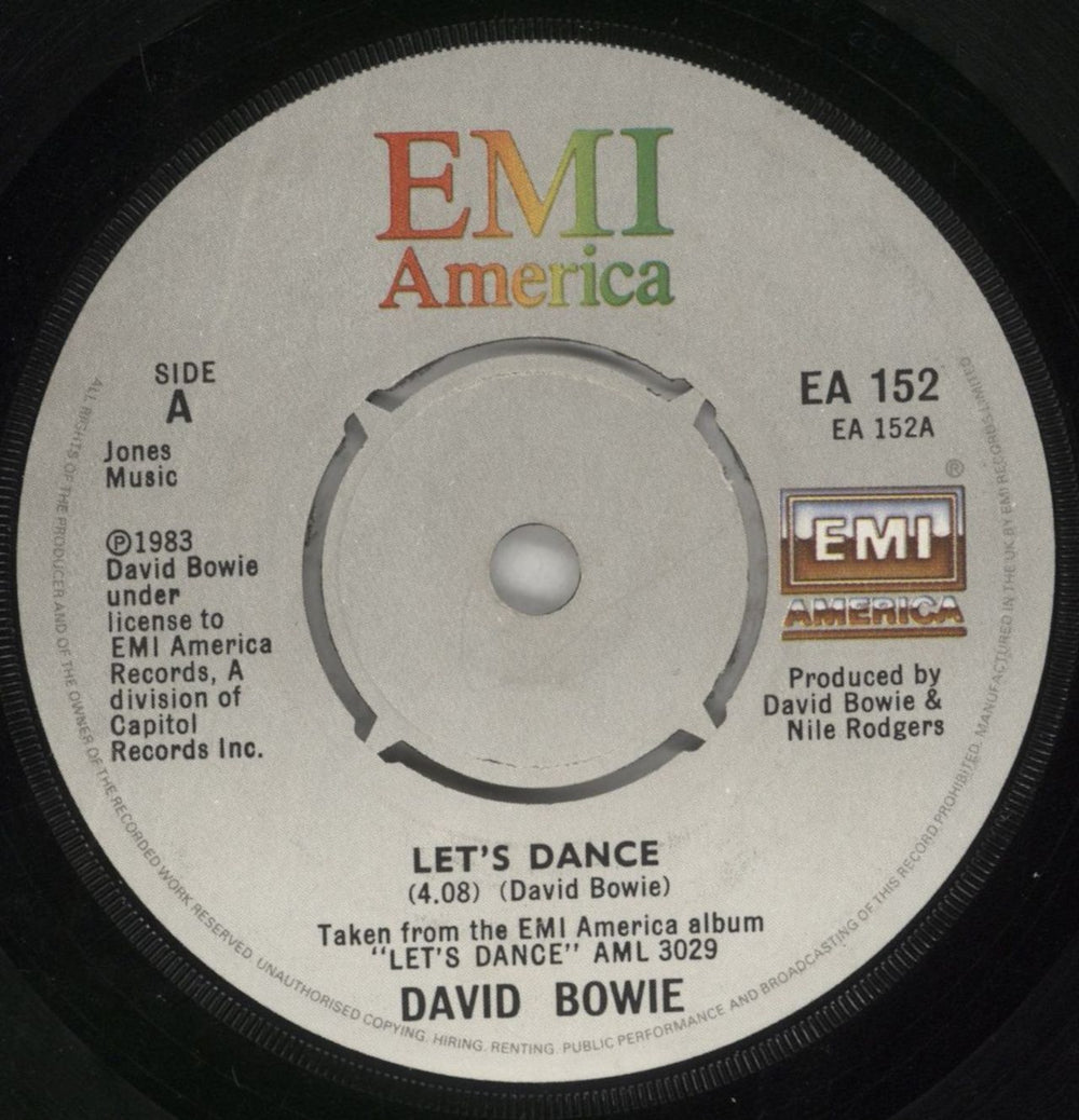 David Bowie Let's Dance UK 7" vinyl single (7 inch record / 45) BOW07LE28454