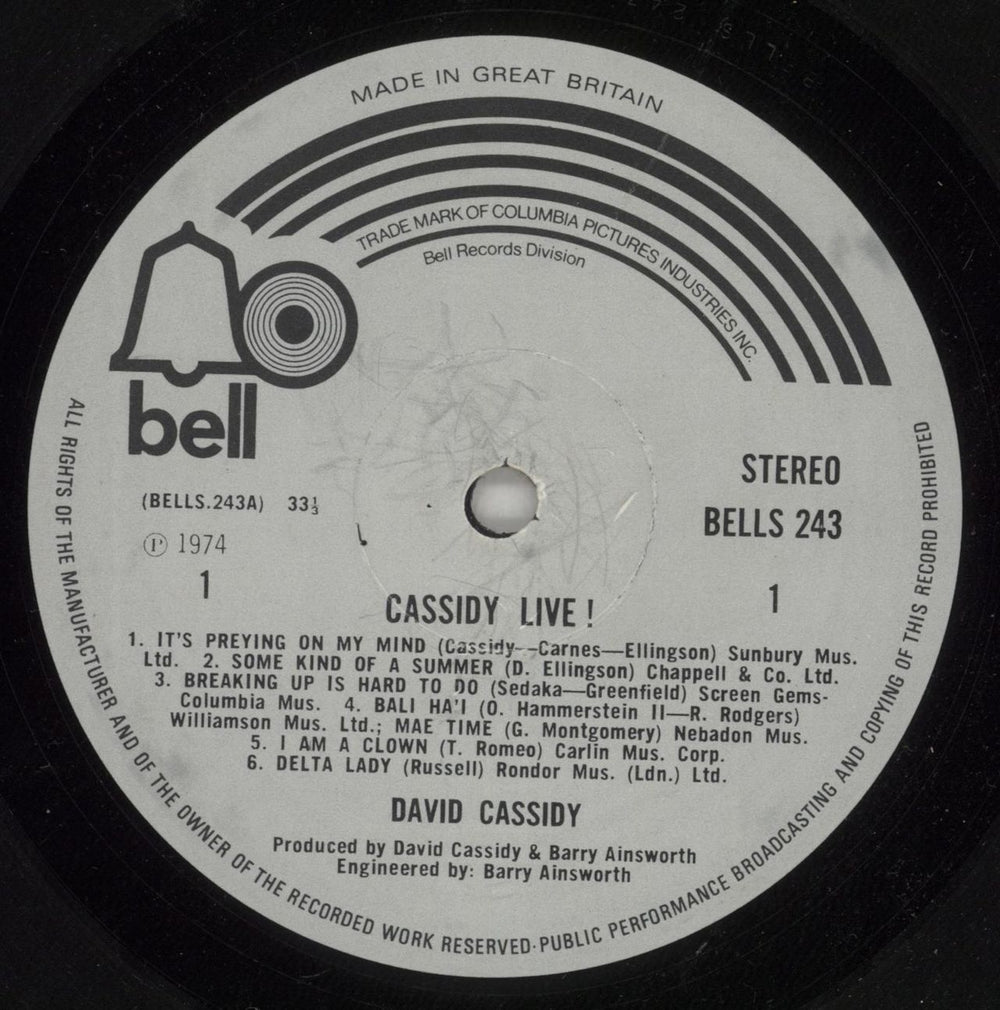 David Cassidy World Tour '74 UK vinyl LP album (LP record) DVDLPWO451849