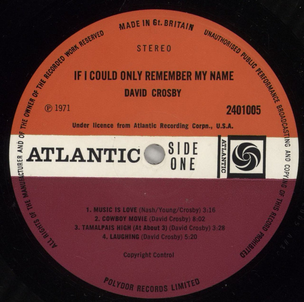 David Crosby If I Could Only Remember My Name - 1st - EX UK vinyl LP album (LP record) D-CLPIF362532