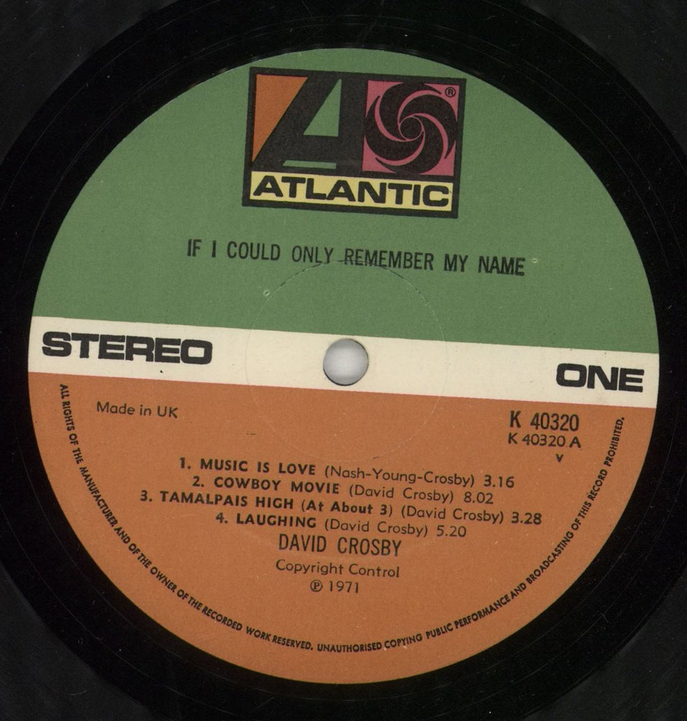 David Crosby If I Could Only Remember My Name - 2nd UK vinyl LP album (LP record) D-CLPIF382211