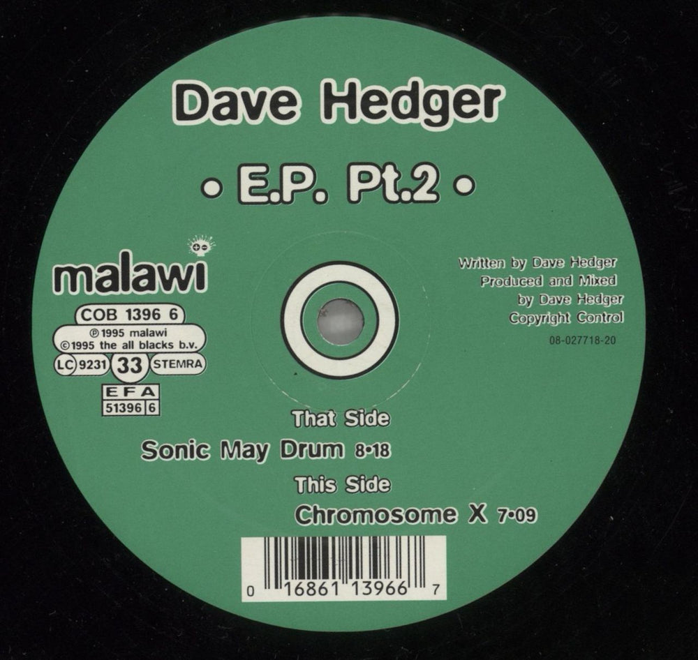 David Hedger E.P. Pt.2 UK 12" vinyl single (12 inch record / Maxi-single) 9EW12EP868583