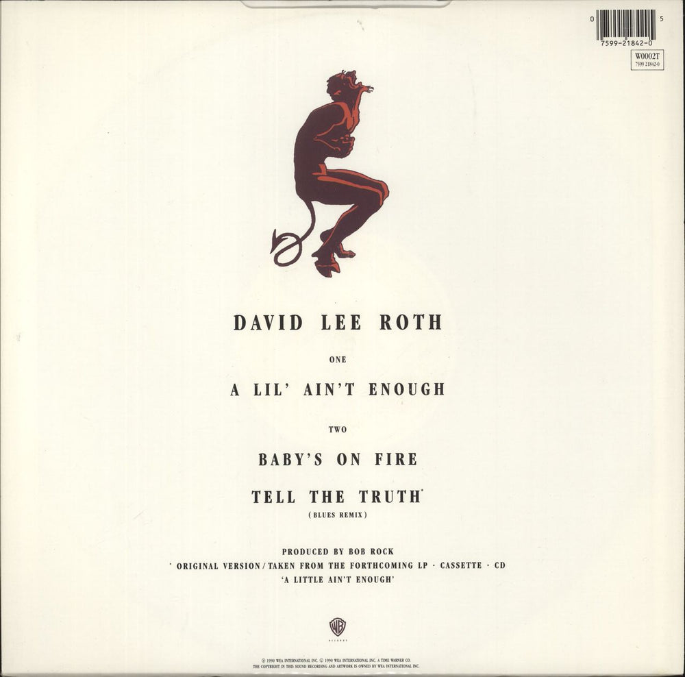 David Lee Roth A Lil' Ain't Enough UK 12" vinyl single (12 inch record / Maxi-single) 075992184205