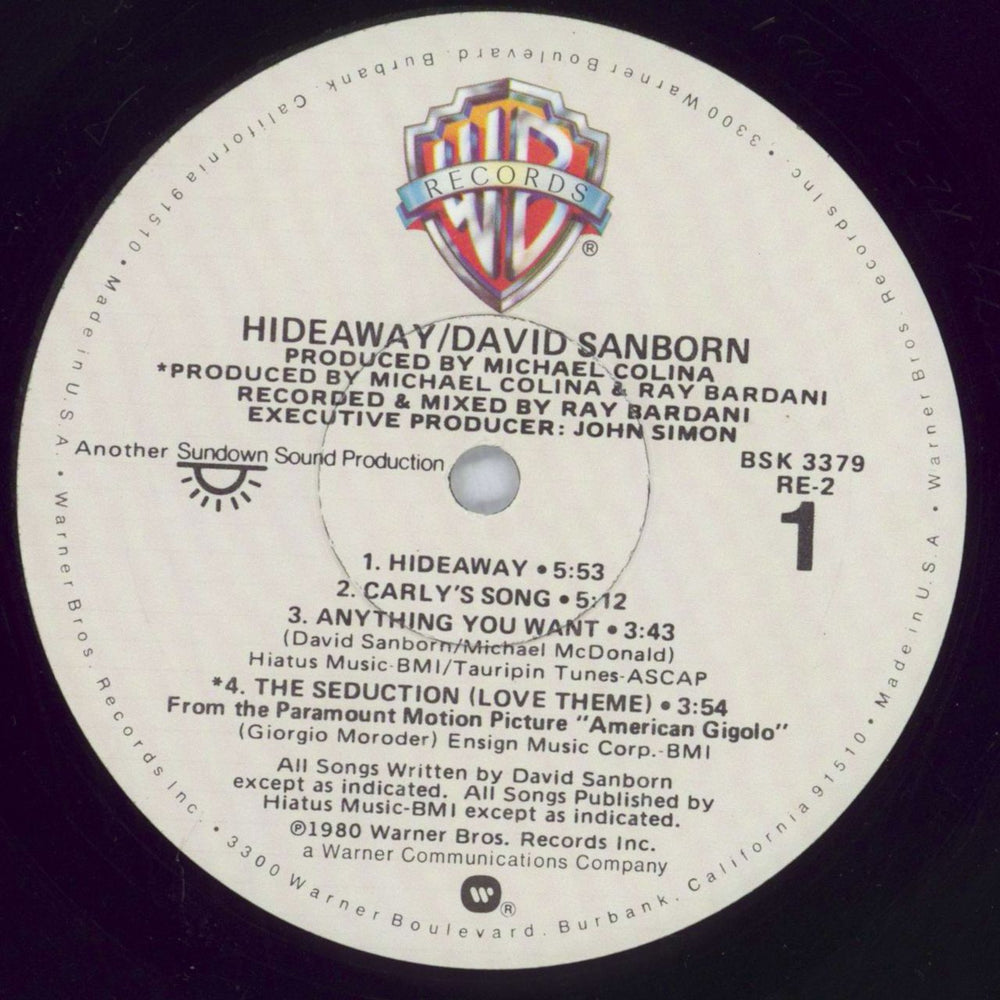 David Sanborn Hideaway - Hype Stickered Shrink US vinyl LP album (LP record) DS8LPHI827414