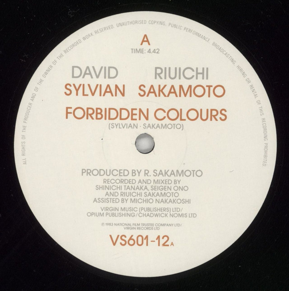 David Sylvian Forbidden Colours - EX UK 12" vinyl single (12 inch record / Maxi-single) SYL12FO39723