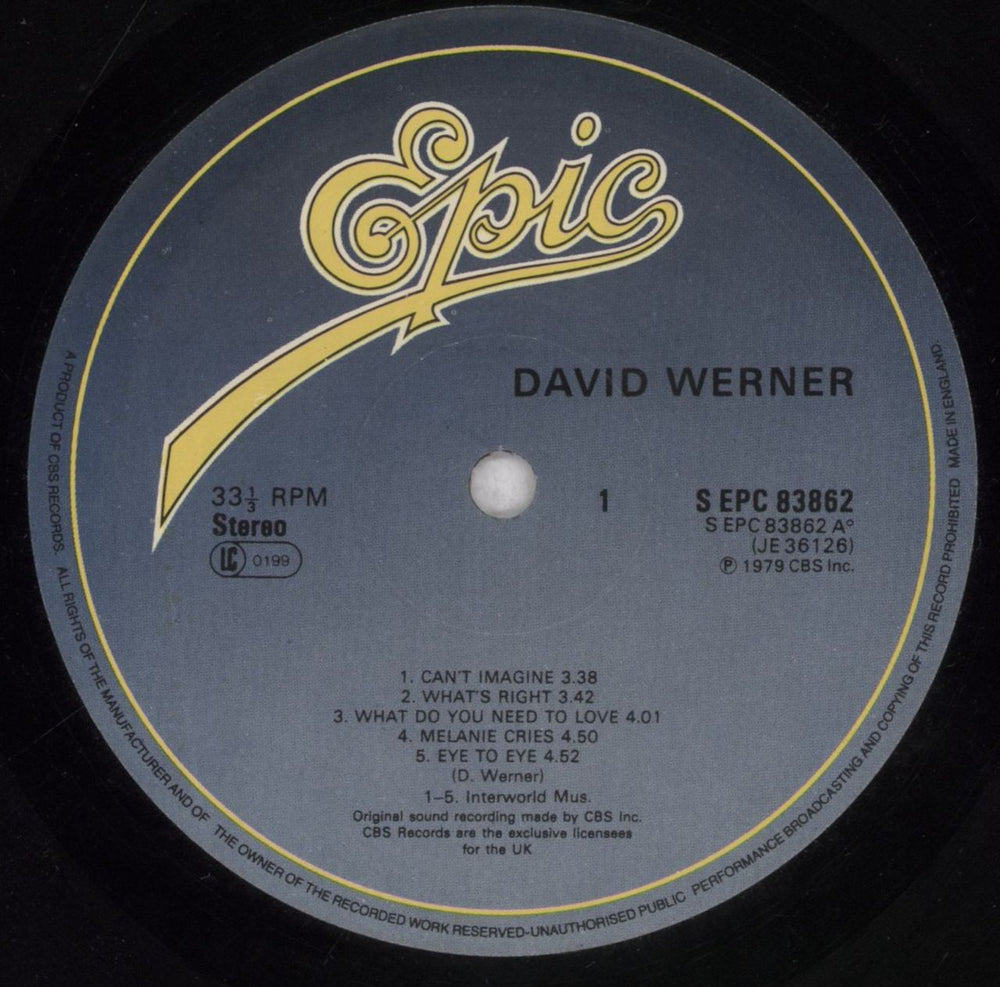 David Werner David Werner UK vinyl LP album (LP record) D64LPDA840766