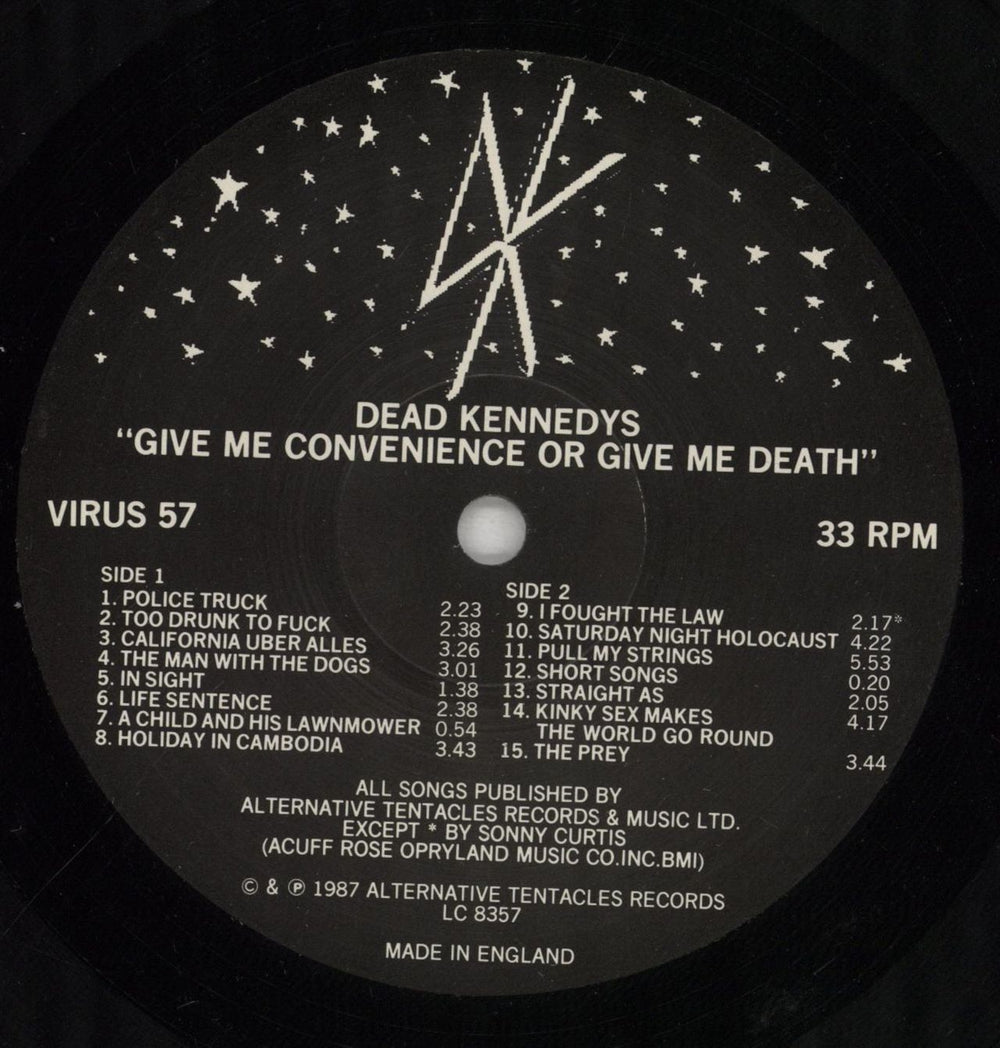 Dead Kennedys Give Me Convenience Or Give Me Death - VG UK vinyl LP album (LP record) DKNLPGI854835