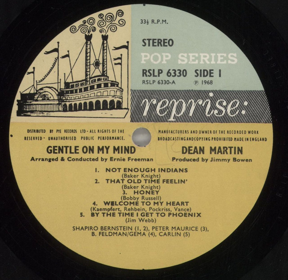 Dean Martin Gentle On My Mind UK vinyl LP album (LP record) 1DMLPGE700658