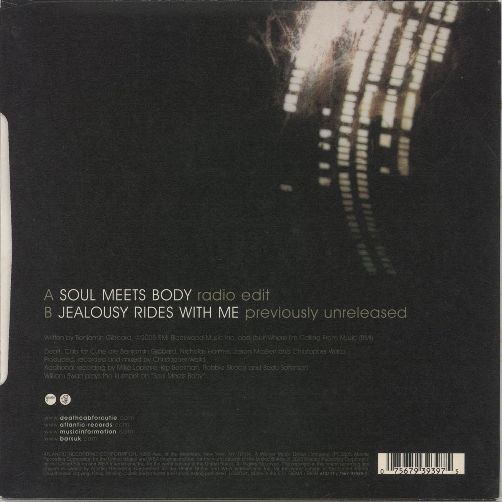 Death Cab For Cutie Soul Meets Body UK 7" vinyl single (7 inch record / 45) 075679393975