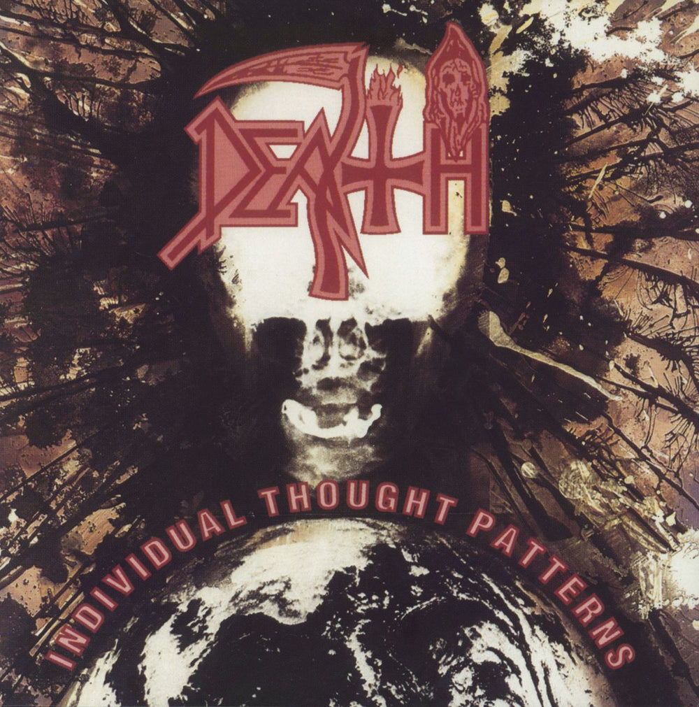 Death Individual Thought Patterns - Clear / Red Splatter Vinyl UK vinyl LP album (LP record) BOBV059LP