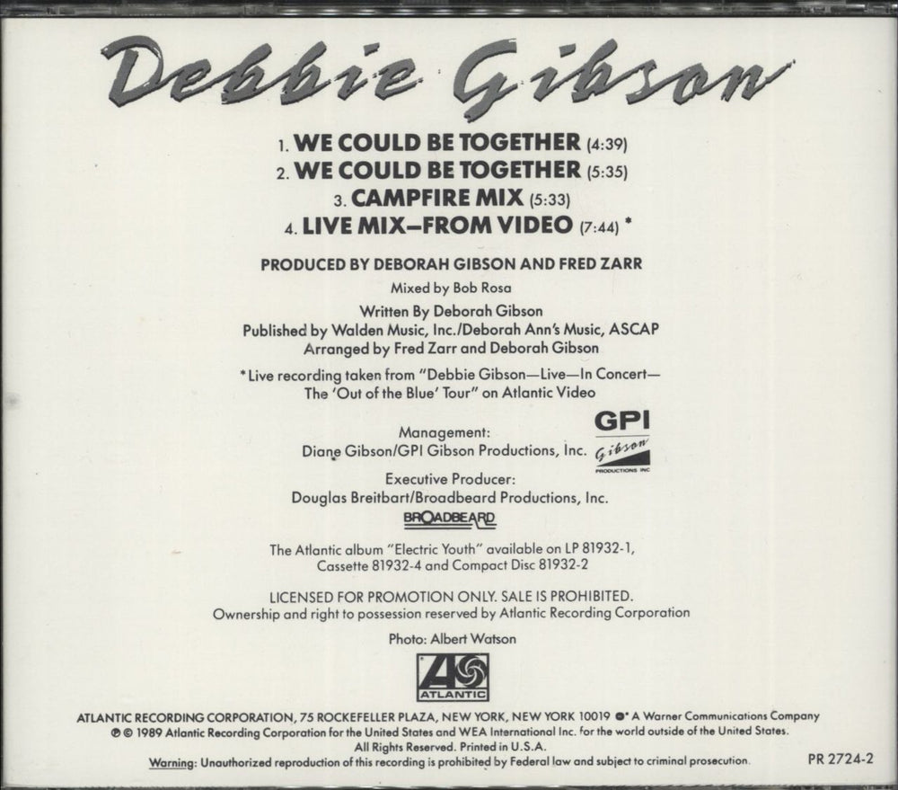 Debbie Gibson We Could Be Together US Promo CD single (CD5 / 5")
