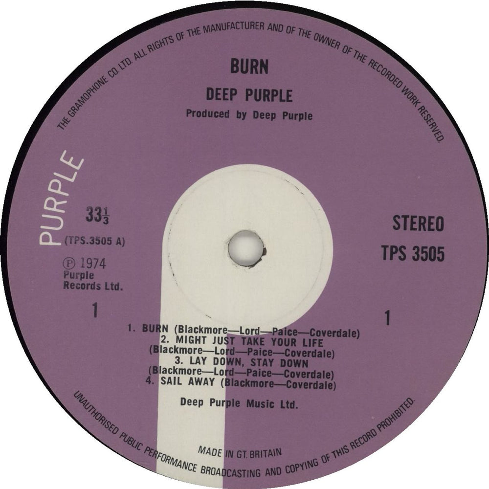 Deep Purple Burn - 1st - VG UK vinyl LP album (LP record) DEELPBU616232