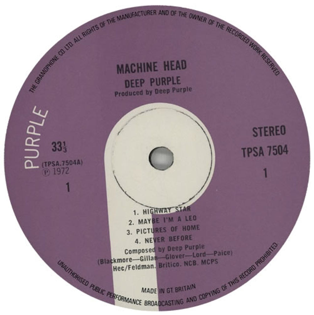 Deep Purple Machine Head - 1st + Insert - VG UK vinyl LP album (LP record) DEELPMA573782